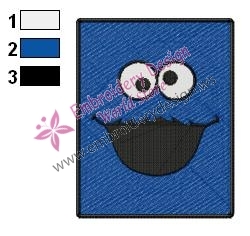 Cookie Monster Face Embroidery Design